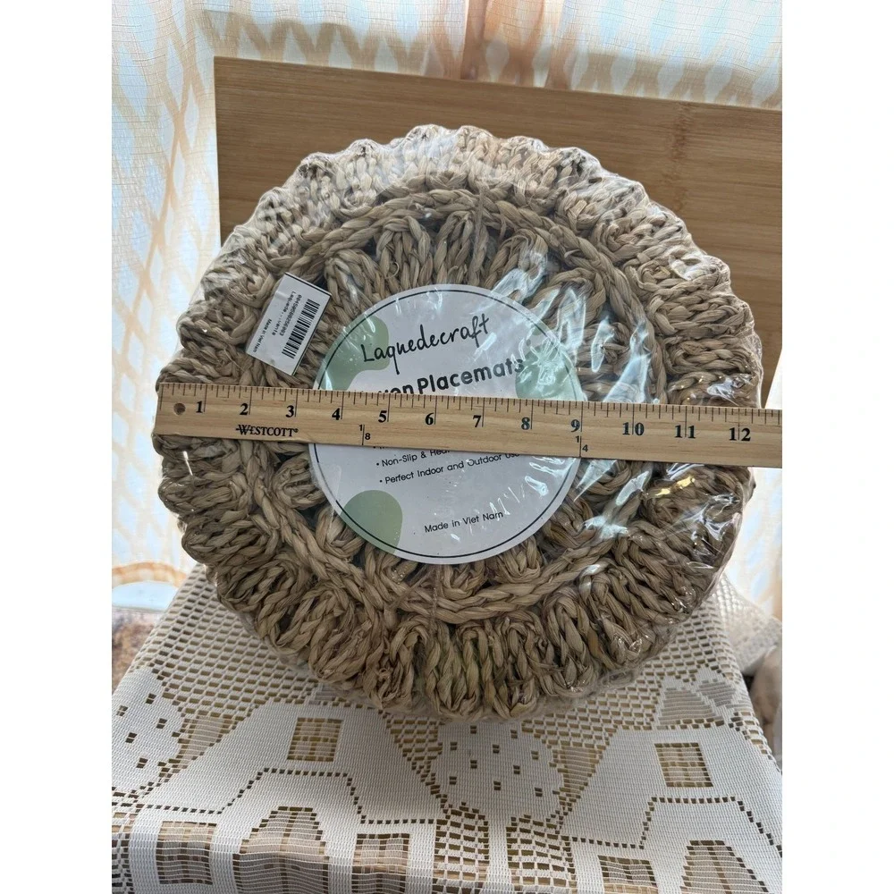 Laquedecraft Woven Placemats Natural Beige Thick & Compact Handcrafted Wicker